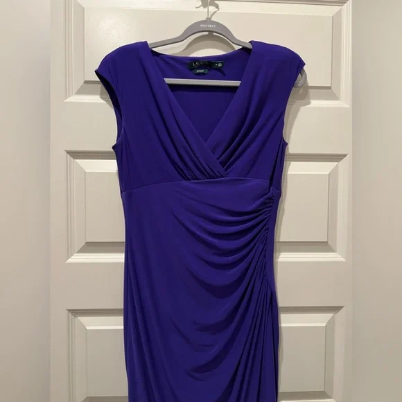 fitted lace wedding dress RALPH LAUREN Purple Label Size 12 Olive Silk Belted A-Line Dress main image 1